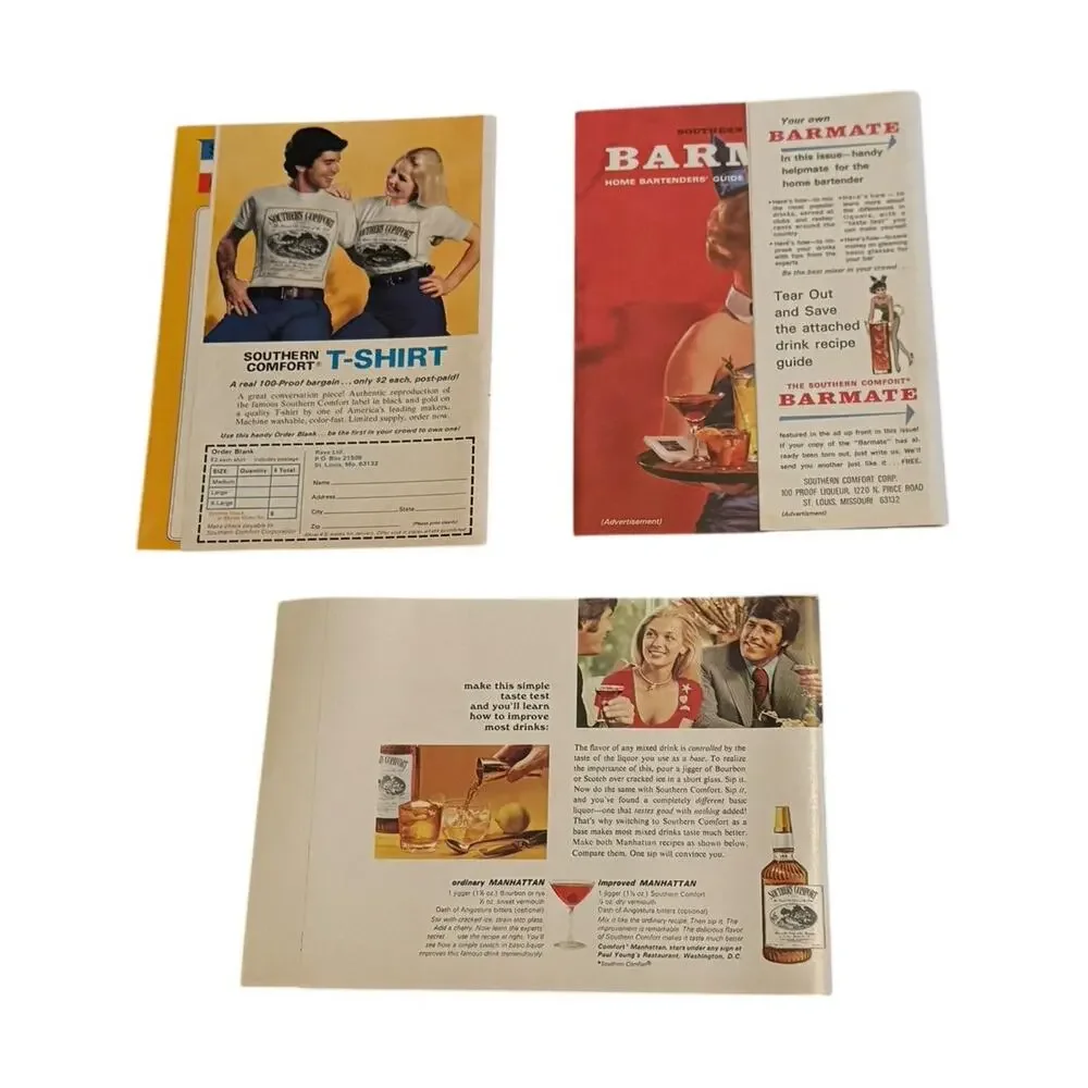 VTG Cocktail Bar Mixology Drink‎ Guides 1976 Happy Hour Southern Comfort Martini